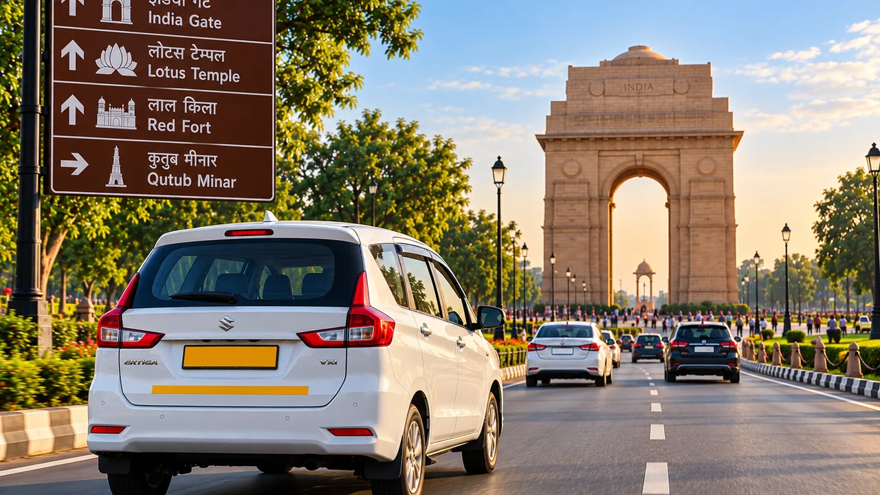 Delhi sightseeing cab near India Gate